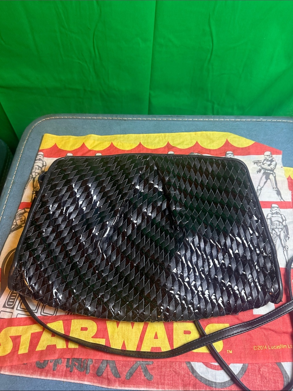 Black Woven Wristlet Clutch